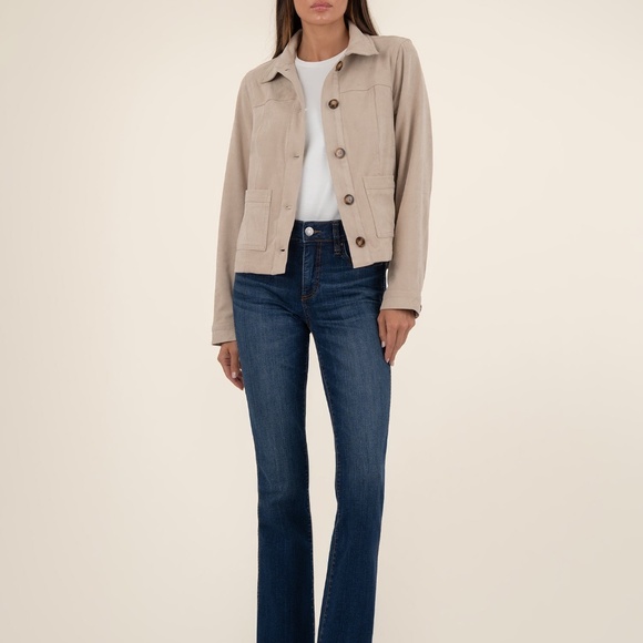 Kut from the Kloth Matilda Crop Trucker Jacket Size X SMALLX SMALL / Stone - Picture 1 of 3